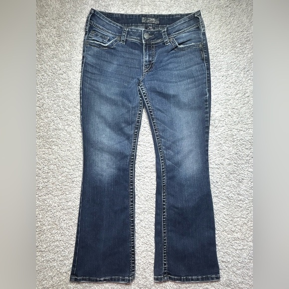 Silver Jeans Womens 30 Suki Surplus Flare Low Rise Flap Pockets Embroidered - Picture 1 of 5